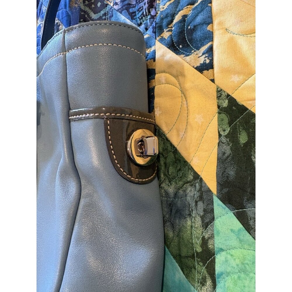 Vtg Coach Large Leather Hobo Shoulder Blue Teal Gallery Tote Bag Purse 2004 EUC - Picture 3 of 16